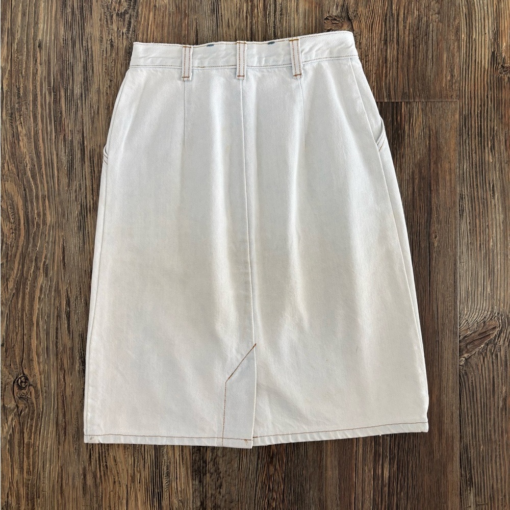 Vtg Vivaldi Jeanswear Denim Pencil Skirt Size 8 White w/Hint of Blue 80s 90s - Picture 2 of 12